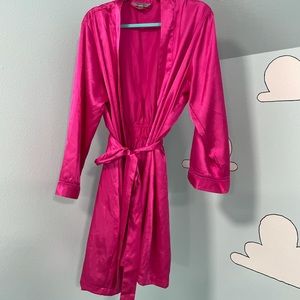 Pink satin robe